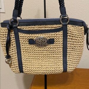 Brighton Navy and Tan Woven Shoulder Bag